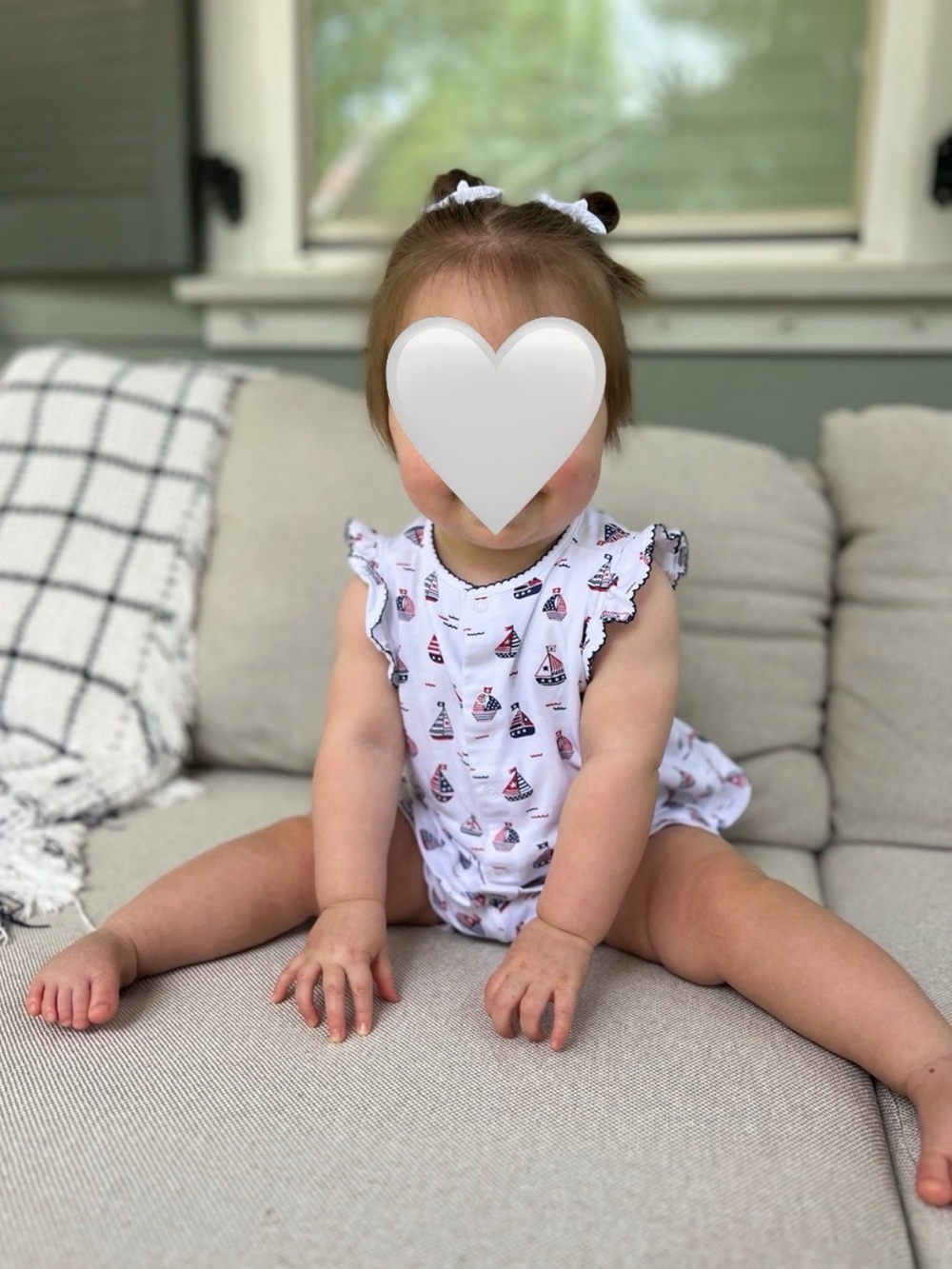 Kissy kissy - two piece set: White with Red & Navy Sailboat Print- 12-18 Month